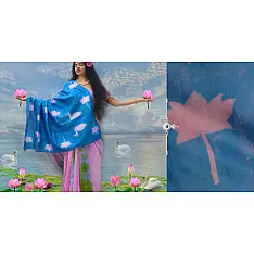 रंग महल ☙ Clamp dyed chanderi silk saree { झील } ☙ 9